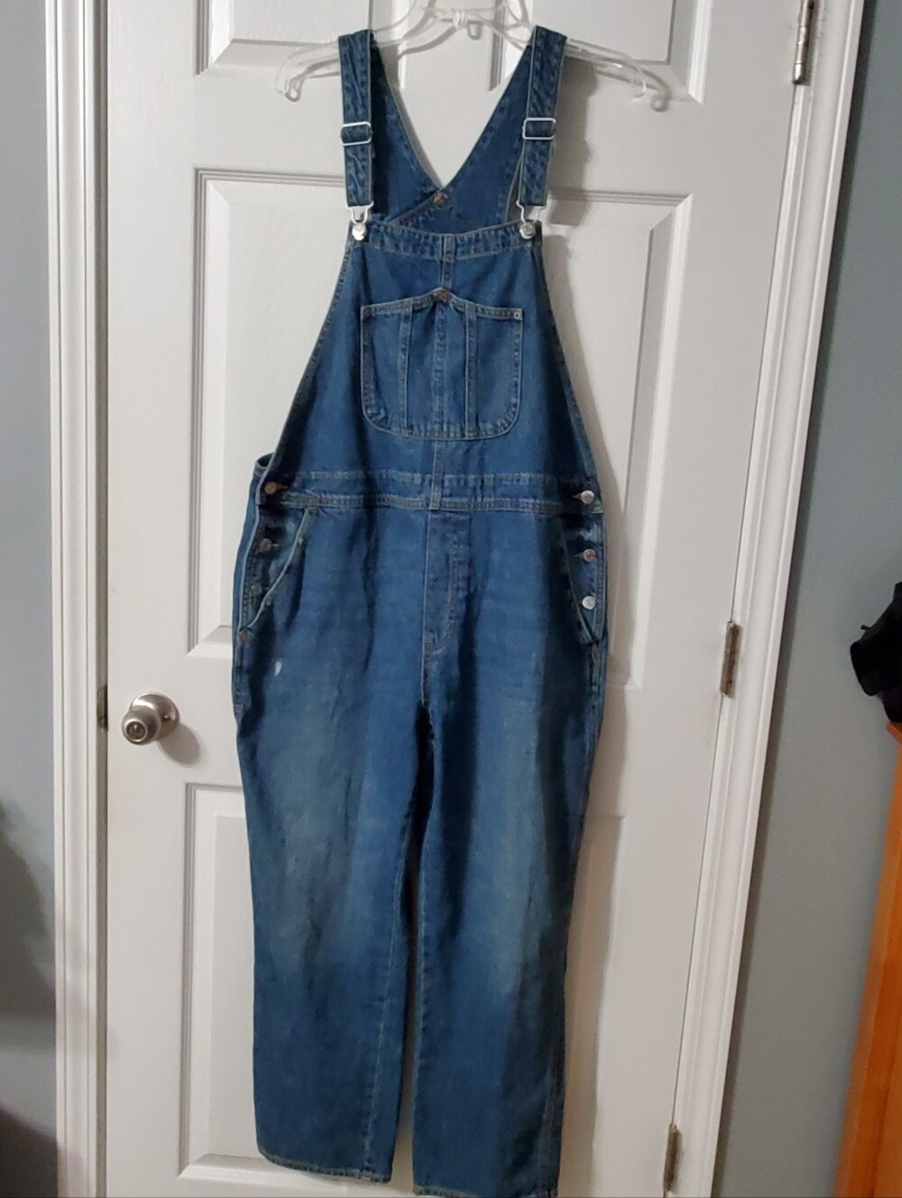 NWOT Old Navy Medium Blue Denim Overalls with Gentke Distressing Size 16